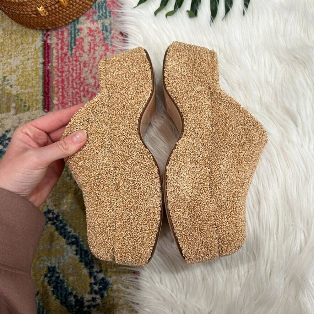 $595 AGL Beige Boho Slip On Chunky Platform Clog Mule 37 / 7 Resortwear Vacation - Picture 5 of 10